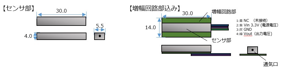 センサ部・増幅回路部 寸法図